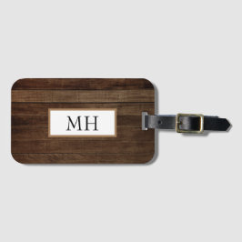 Mörk Brown Wood Design | Monogram Bagagebricka