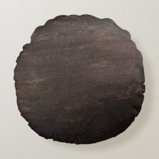 Mörk Brown Wood Round Pillow Rund Kudde