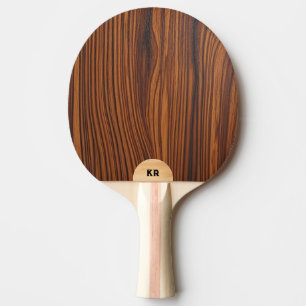 Mörk Brown Wood Struktur Anpassningsbar Monogram Pingisracket