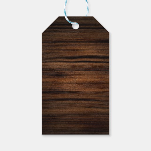 Mörk Brown Wood Struktur Mönster Presentetikett (Framsidan)