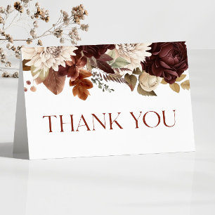 Mörk brun Burgundy Floral Flowers Baby Shower Tack Kort