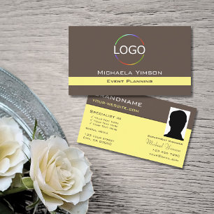 Mörk Brun Gult med Logotyp och fotoChic Visitkort