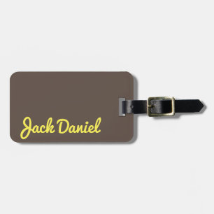 Mörk Brun Gult Snyggt Bold Monogram Masculine Bagagebricka