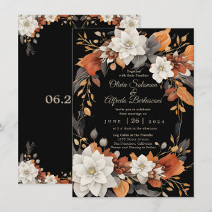 Mörk brun, kaffekaramel och blommigt för beige hös inbjudningar