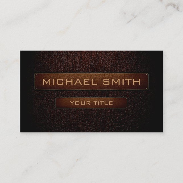 Mörk brun läder ser brun märkre ut visitkort (Framsida)