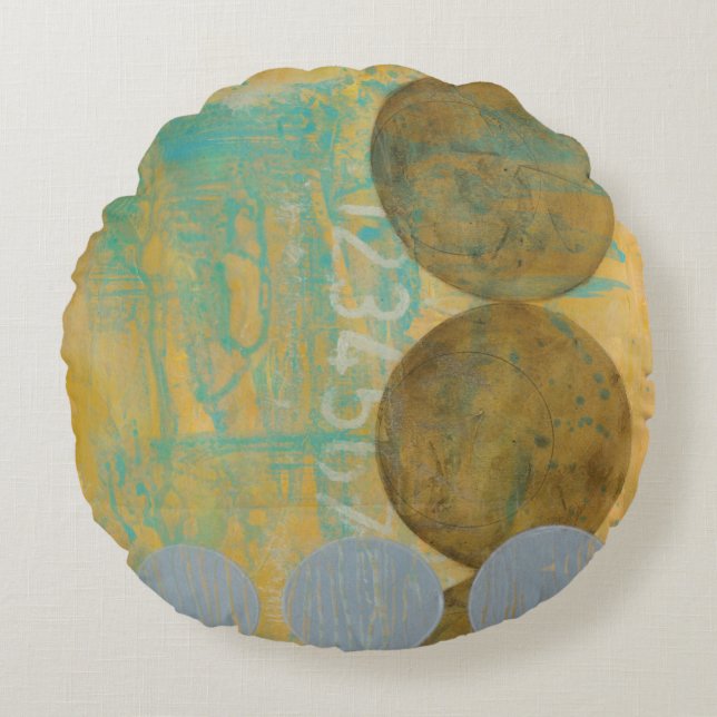 Mörk Brun- och Grått-cirklar med siffror Rund Kudde (Framsidan)