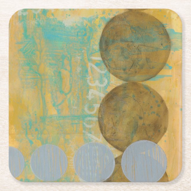 Mörk Brun- och Grått-cirklar med siffror Underlägg Papper Kvadrat (Framsidan)