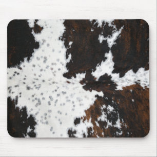 Mörk Brun och vit prickad cowhide-musknapp Musmatta