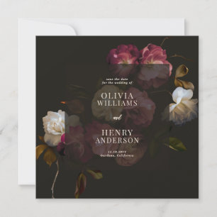 Mörk Burgunder Rots Blommig Dyster Svart Elegant R Spara Datumet