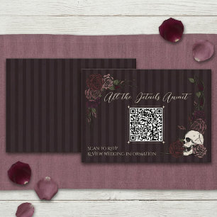 Mörk Burgunderfärgad Dödskalle & Blommor i bläck Q Tilläggskort