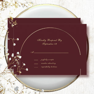 Mörk Burgundergul Bågram Bröllop RSVP