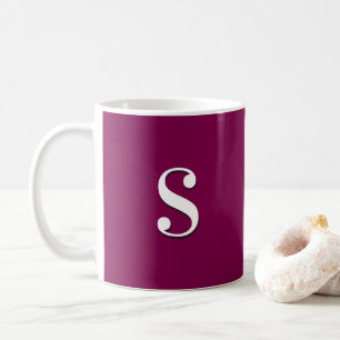 Mörk Burgunderröd Enkel Elegant Monogram Initialbo Kaffemugg