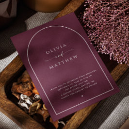 Mörk Burgundy Arch Bröllop | Elegant Photo + QR Inbjudningar