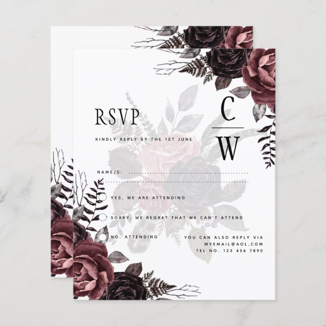 Mörk Burgundy Black Ro Bröllop Fall Winter (Fram/baksida)