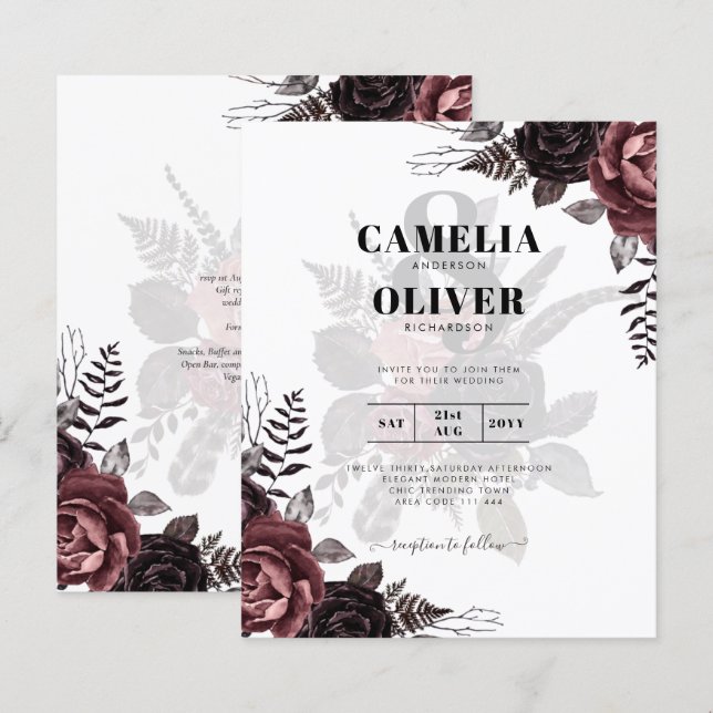 Mörk Burgundy Black Ro Bröllop Fall Winter (Fram/baksida)