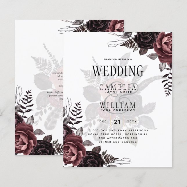 Mörk Burgundy Black Ro Bröllop Fall Winter (Fram/baksida)