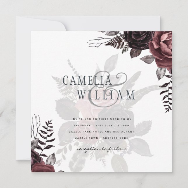 Mörk Burgundy Black Ro Bröllop Fall Winter (Framsida)