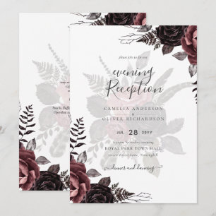 Mörk Burgundy Black Ro Bröllop Fall Winter Inbjudningar