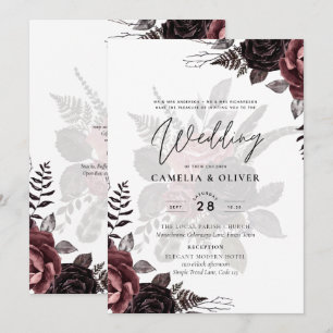 Mörk Burgundy Black Ro Bröllop Fall Winter Inbjudningar