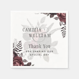 Mörk Burgundy Black Ro Bröllop Fall Winter Pappersservett