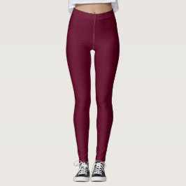 Mörk Burgundy Färg Enfärgad Slät Leggings