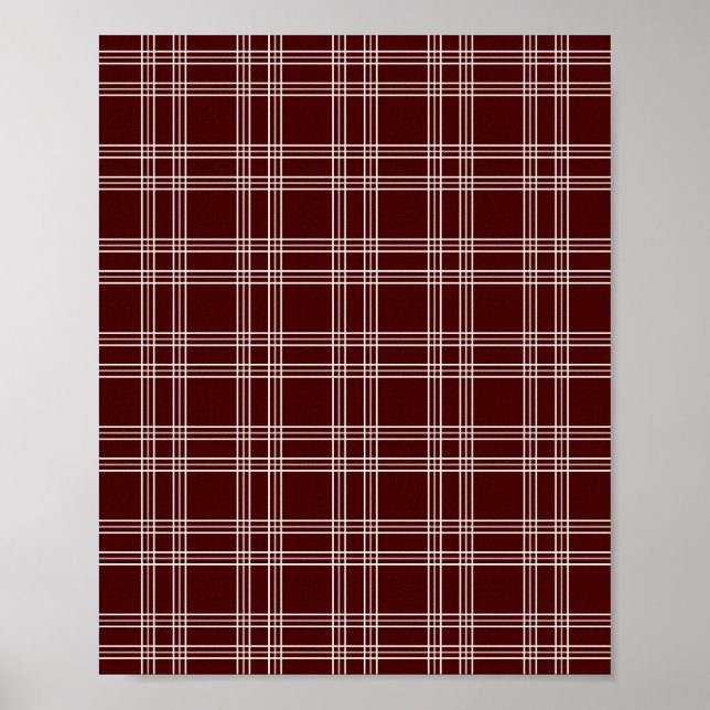 Mörk Burgundy Gingham Poster (Framsidan)