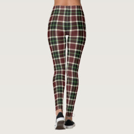 Mörk Burgundy Grönt White Tartan Play Leggings
