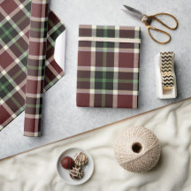 Mörk Burgundy Grönt White Tartan Play Mönster