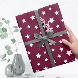 Mörk Burgundy med Star Mönster Presentpapper