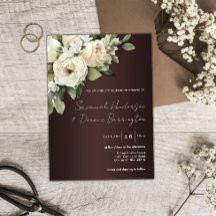 Mörk Burgundy och Vit ros Bouquet Bröllop