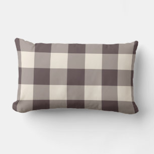 Mörk Burgundy Off-White Gingham Mönster Checkered Lumbarkudde