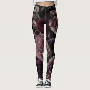 Mörk Burgundy Vintage Garden Leggings