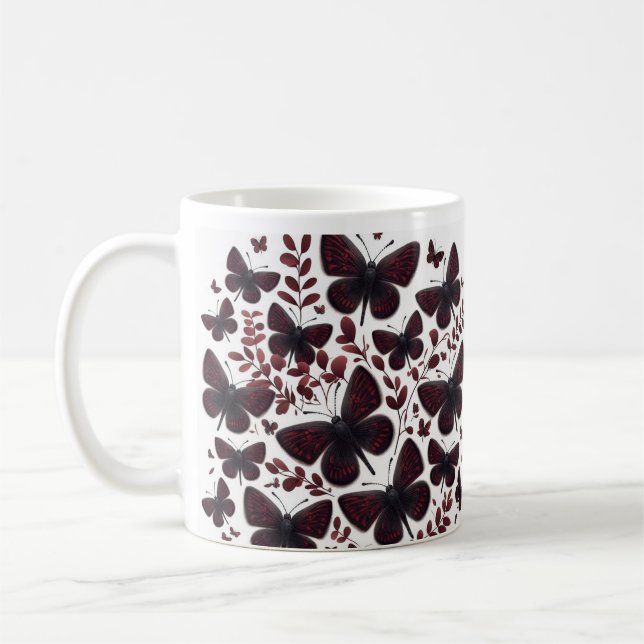 Mörk Butterflies Elegance in Mörkret Coffee Mugg (Vänster)