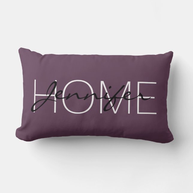 Mörk byzantium färg home monogram lumbarkudde (Framsida)