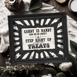 Mörk Carnival Psycho Circus Party Candy Treat Sign Poster