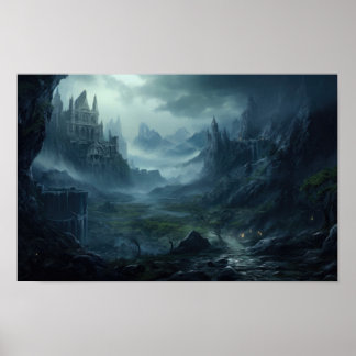 Mörk Castle Ligcape - Fantasy Gothic Fortress Wa Poster