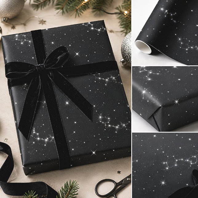 Mörk Celest Silv Konstllation Stjärnor Presentpapper (Skapare uppladdad)
