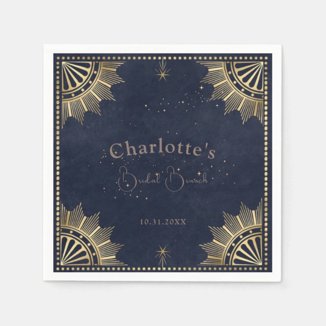 Mörk Celestial Sol och Måne Möhippa Brunch Shower Pappersservett (Framsidan)