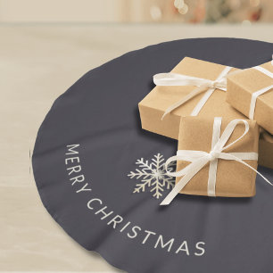 Mörk Champagne Snowflake Träd Skirt Julgransmatta Borstad Polyester