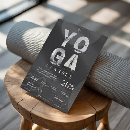 Mörk Charcol Grått Bold Modern Yoga Studio-klasser Flygblad