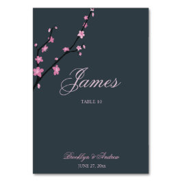 Mörk Cherry Blommar Bröllop Bord Place Cards Bordsnummer