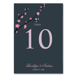 Mörk Cherry Blommar Bröllop Bordsnumren Bordsnummer