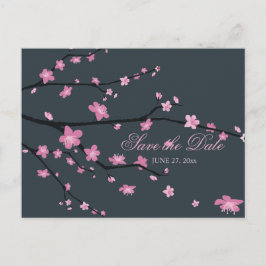 Mörk Cherry Blommar Bröllop spara datum vykort