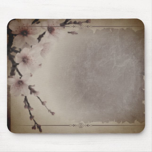 Mörk Cherry Blommar Musmatta (Framsidan)