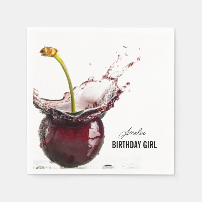 Mörk Cherry Personlig Pappersservett (Framsidan)