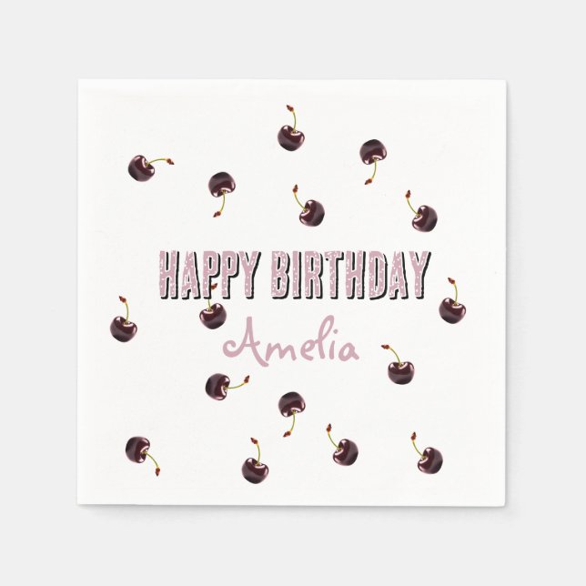 Mörk Cherry Personlig Party Pappersservett (Framsidan)