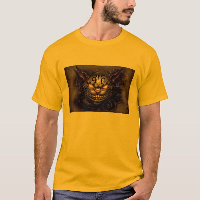 Mörk Cheshire kattT-tröja Tee Shirt (Framsida)