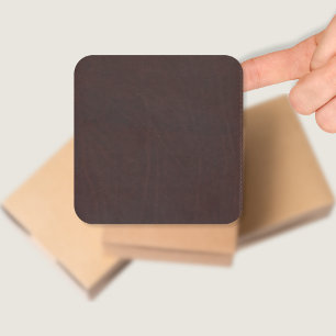 Mörk Chestnut Brown Faux Leather Fyrkantigt Klistermärke