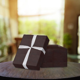Mörk Chestnut Brown Faux Leather Presentpapper