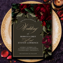 Mörk chic gotisk röd grön blomster stämningsfull b